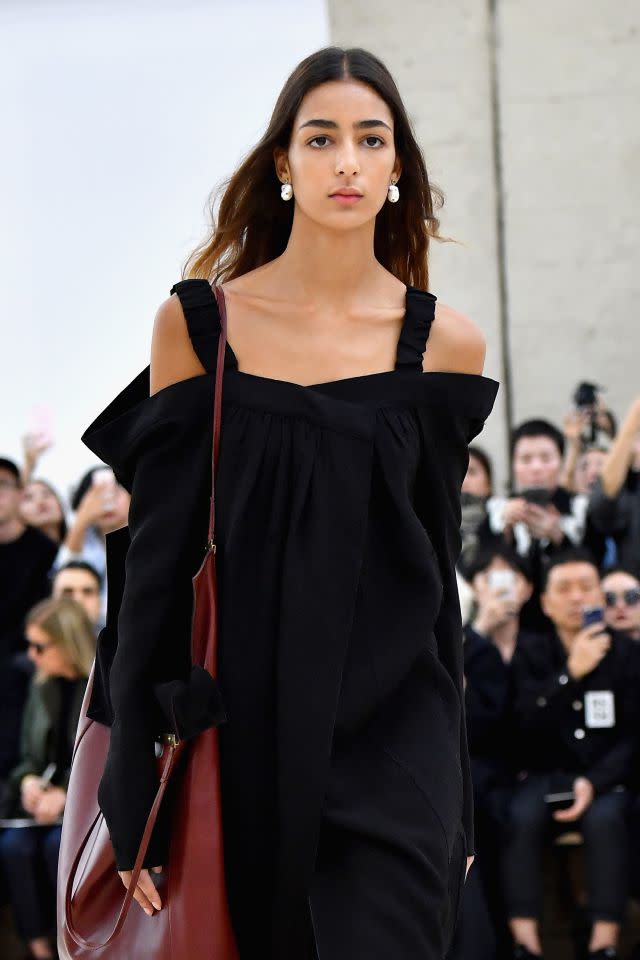 PARIS, FRANCE - OCTOBER 02: A model walks the runway during the Celine show as part of the Paris Fashion Week Womenswear Spring/Summer 2017 on October 2, 2016 in Paris, France. (Photo by Pascal Le Segretain/Getty Images)