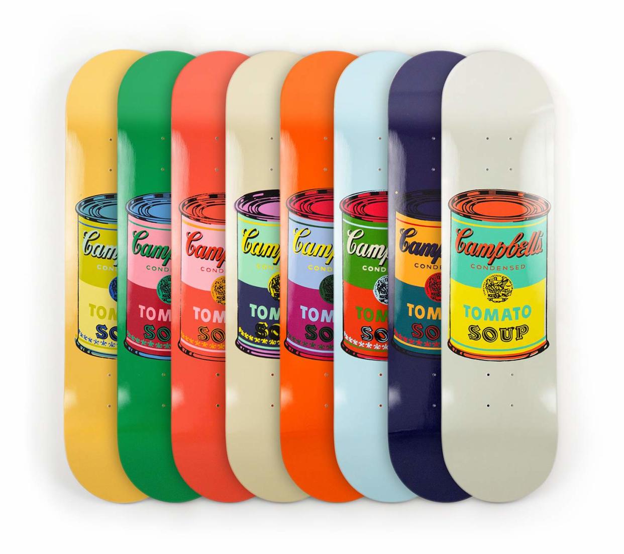 <p><a href="https://theskateroom.com/product/andy-warhol-set-of-8-colored-campbells-soup-cans" rel="nofollow noopener" target="_blank" data-ylk="slk:Shop Now;elm:context_link;itc:0;sec:content-canvas" class="link rapid-noclick-resp">Shop Now</a></p><p>Set of 8 Colored Campbell’s Soup Cans</p><p>theskateroom.com</p><p>$1650.00</p>