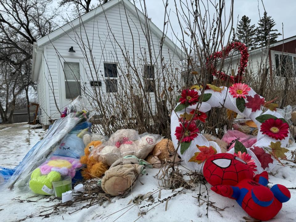 A memorial outside the home of Amanda Clearwater's family.