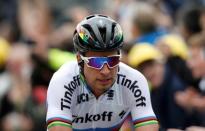 Cycling - Tour de France cycling race - The 183-km (113 miles) Stage 2 from Saint-Lo to Cherbourg-En-Cotentin, France - 03/07/2016 - Tinkoff rider Peter Sagan of Slovakia wins on the finish line. REUTERS/Jean-Paul Pelissier