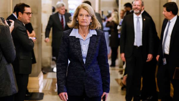 PHOTO: Sen. Lisa Murkowski (R-AK) leaves a meeting with the Senate Republicans at the U.S. Capitol, Nov. 16, 2022 in Washington, DC.  (Anna Moneymaker/Getty Images)