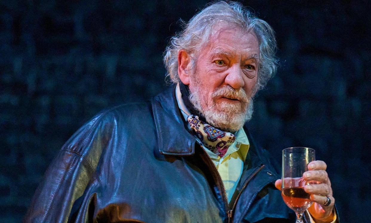 <span>Ian McKellen as Falstaff in Player Kings. He lost his footing while on stage on Monday night in the London production and had to be taken to hospital.</span><span>Photograph: Manuel Harlan</span>