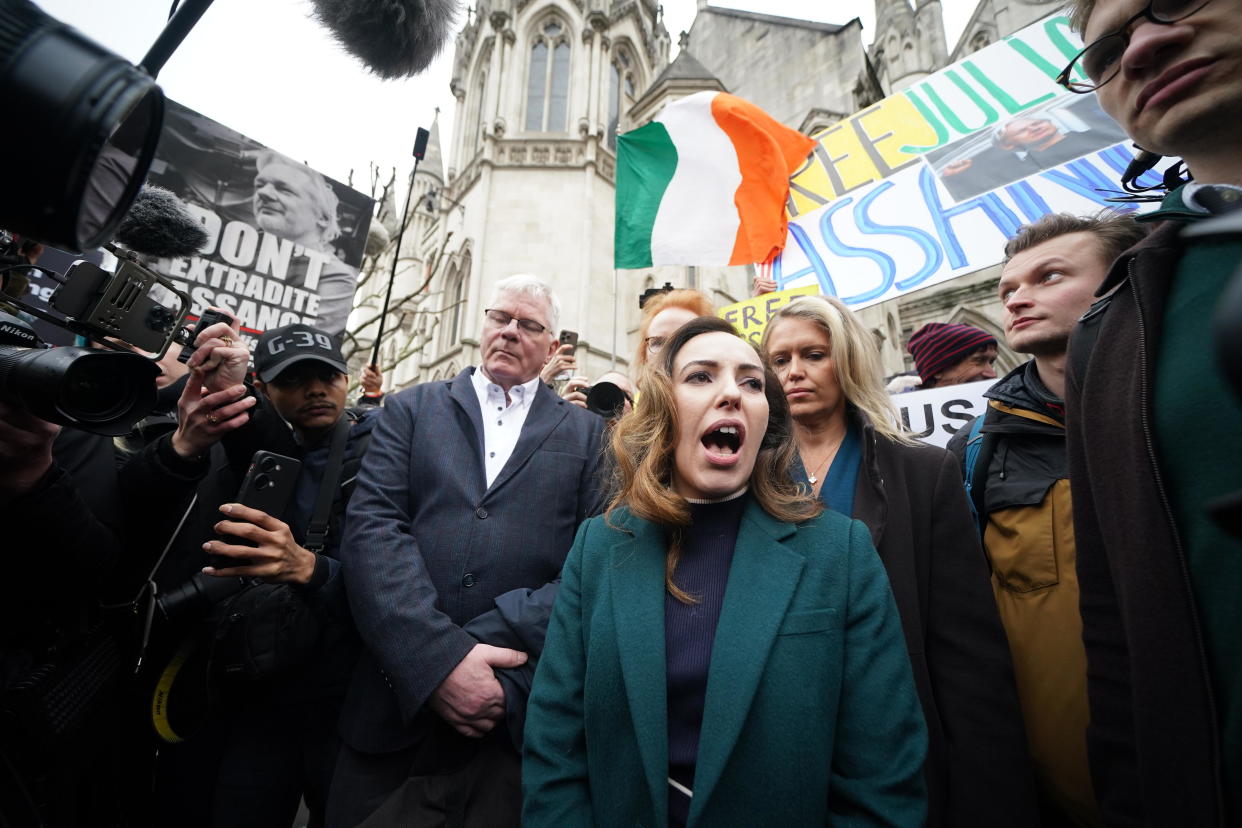 Stella Assange, the wife of Julian Assange, arrives at the Royal Courts Of Justice in London ahead of a two-day hearing in the extradition case of WikiLeaks founder, Feb. 20, 2024. / Credit: Yui Mok/PA Image/Getty