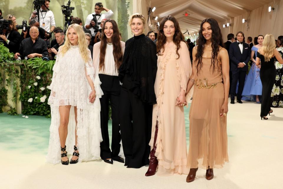 Sienna Miller, Chemena Kamali, Greta Gerwig, Emma Mackey and Zoe Saldana in Chloé  (Getty Images)