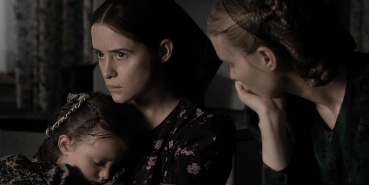 emily mitchell stars as miep, claire foy as salome and rooney mara as ona in director sarah polley’s film women talking