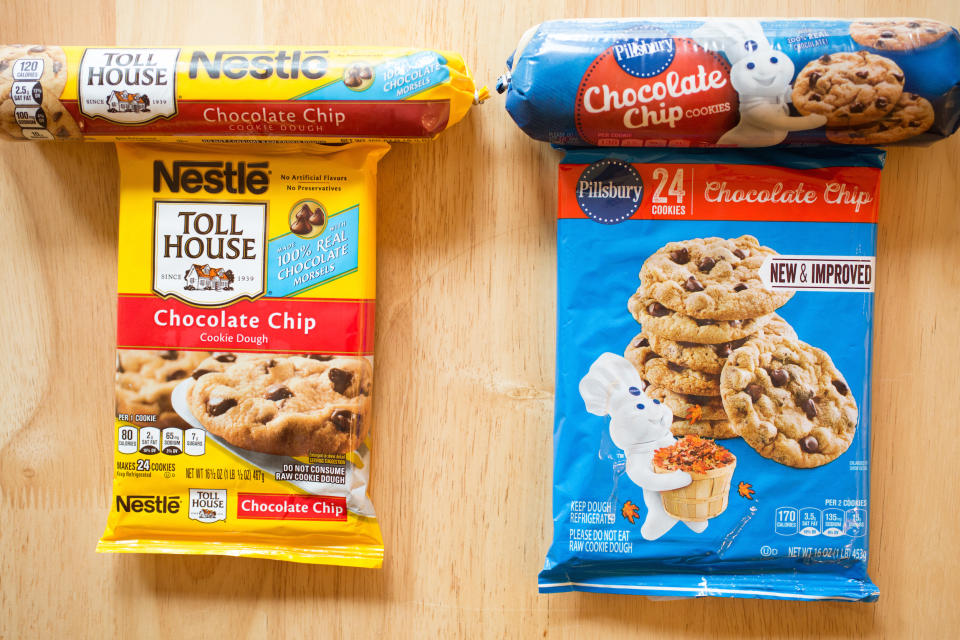 Nestle vs. Pillsbury packaging chocolate chip cookies