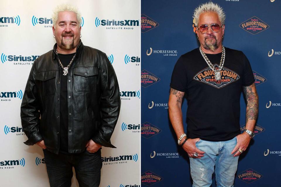 <p>Robin Marchant/Getty Images; Denise Truscello/Getty Images </p> Guy Fieri before and after his 30 lbs. weight loss