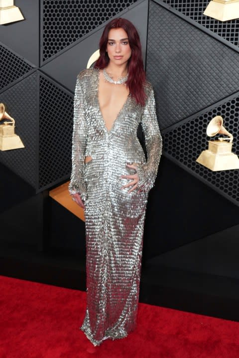 Dua Lpa arrives at the 66th annual Grammy Awards on Sunday, Feb. 4, 2024, in Los Angeles. (Photo by Jordan Strauss/Invision/AP)