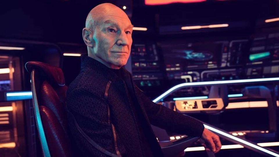 Patrick Stewart as Jean Luc Picard on the bridge of the Titan in season 3 of Star Trek: Picard.