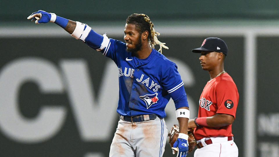 Blue Jays outfielder Raimel Tapia has been on fire at the plate. (Photo by Brian Fluharty/Getty Images)