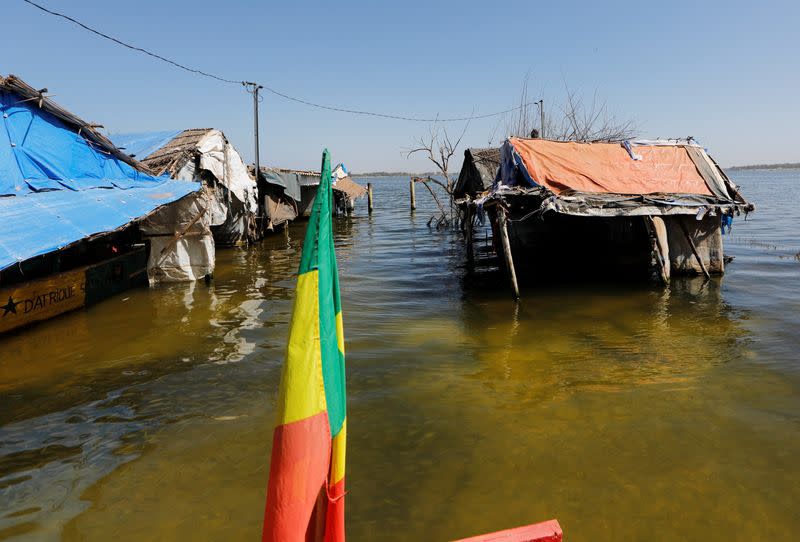 A view of the submerged handicraft market at the Pink Lake, in Niaga