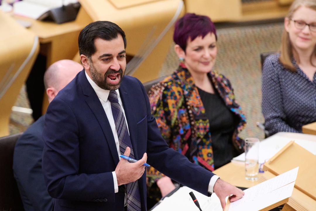Edinburgh Scotland, UK 28 March 2024. First Minister Humza Yousaf MSP at the Scottish Parliament for First Minister Questions. credit sst/alamy live news