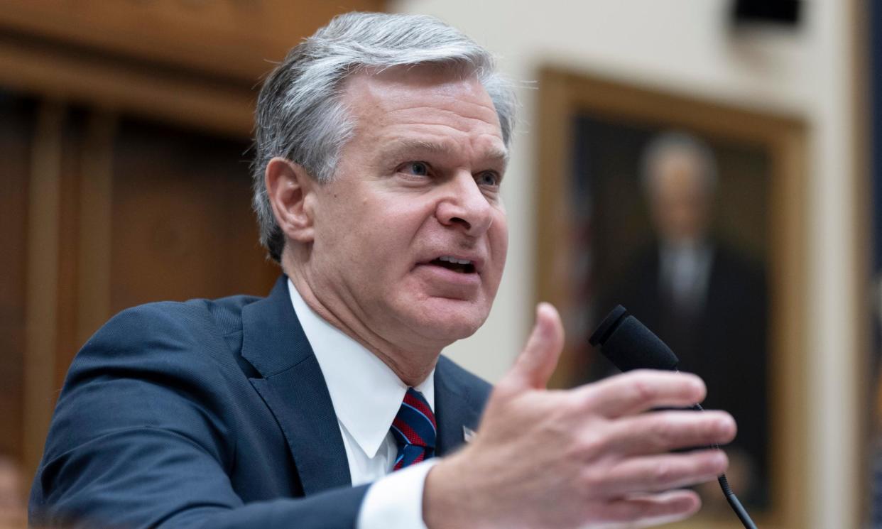 <span>The FBI director, Christopher Wray, testifies before a House committee on Wednesday.</span><span>Photograph: Manuel Balce Ceneta/AP</span>