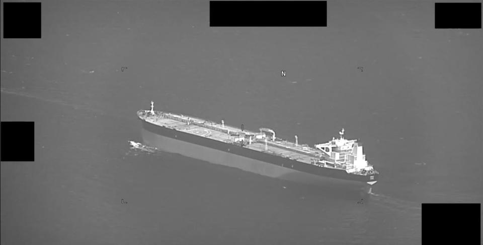 Panama-flagged oil tanker Niovi in the Strait of Hormuz.