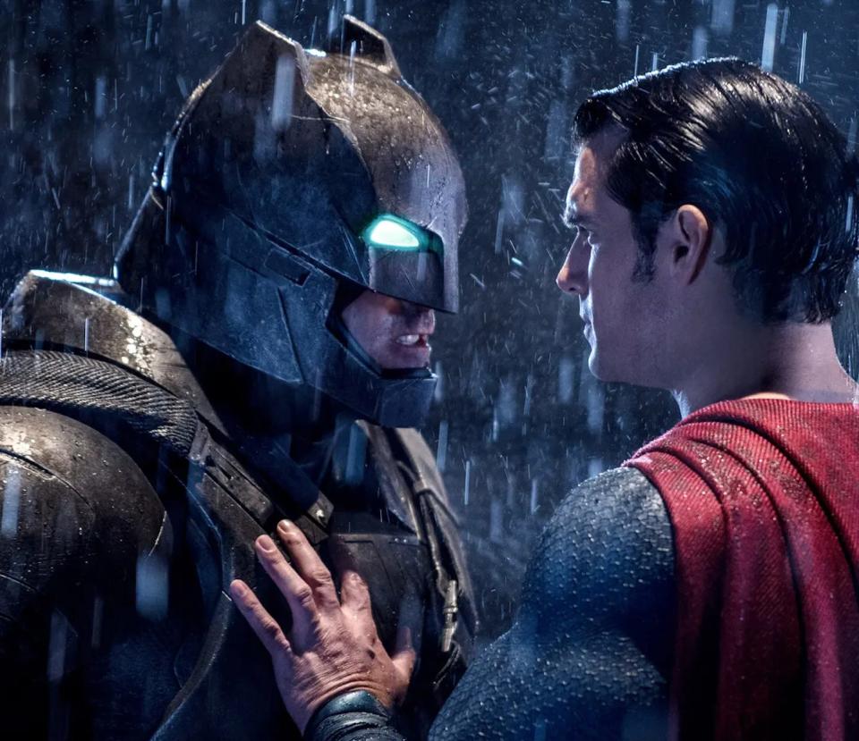 Ben Affleck as Batman and Henry Cavill as Superman in "Batman v Superman: Dawn of Justice"