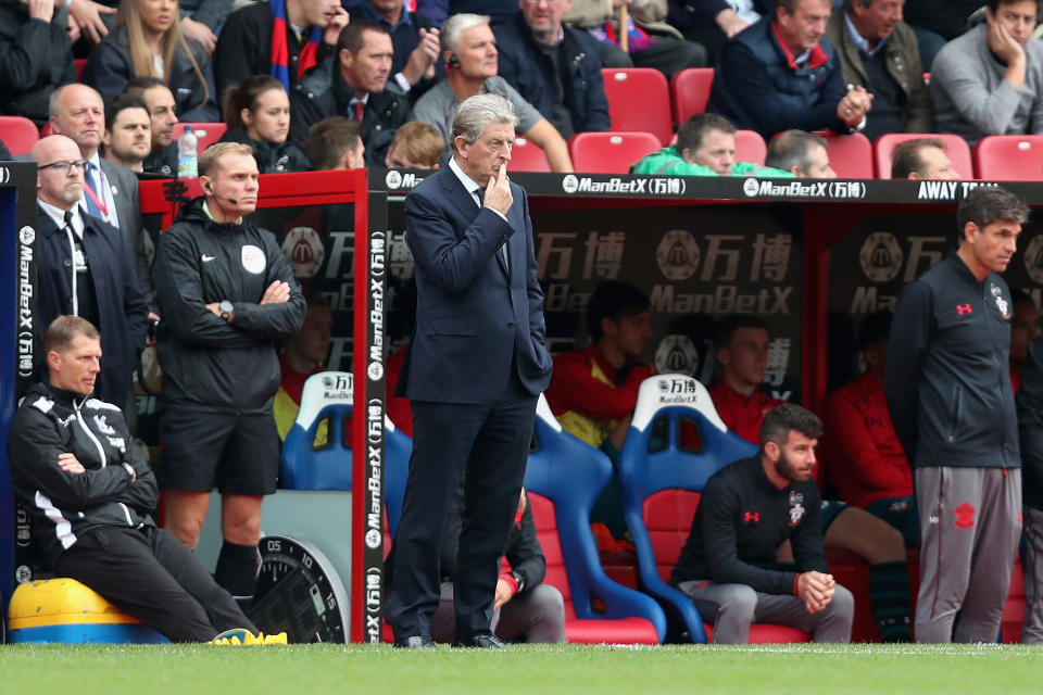 Roy Hodgson looks on as Crystal Palace slip to their fifth straight defeat in the Premier League