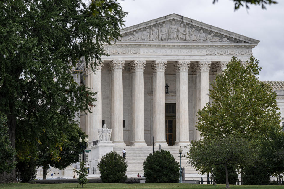 The Supreme Court is seen in Washington, Monday, Sept. 25, 2023. The new term of the high court begins next Monday, Oct. 2. (AP Photo/J. Scott Applewhite)