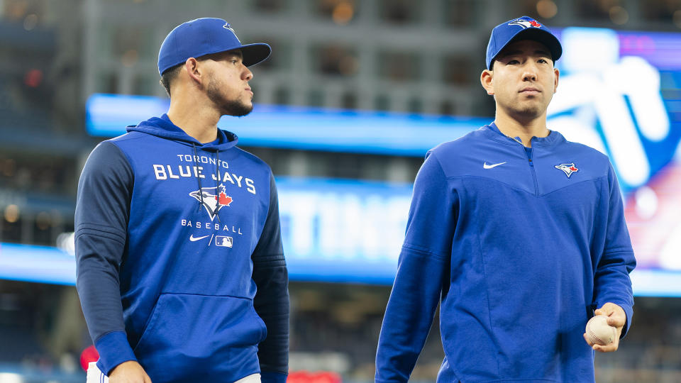 Blue Jays starters Jose Berrios, left, and Yusei Kikuchi, right, need to be more effective than they were last year. (Pho to by Mark Blinch/Getty Images)