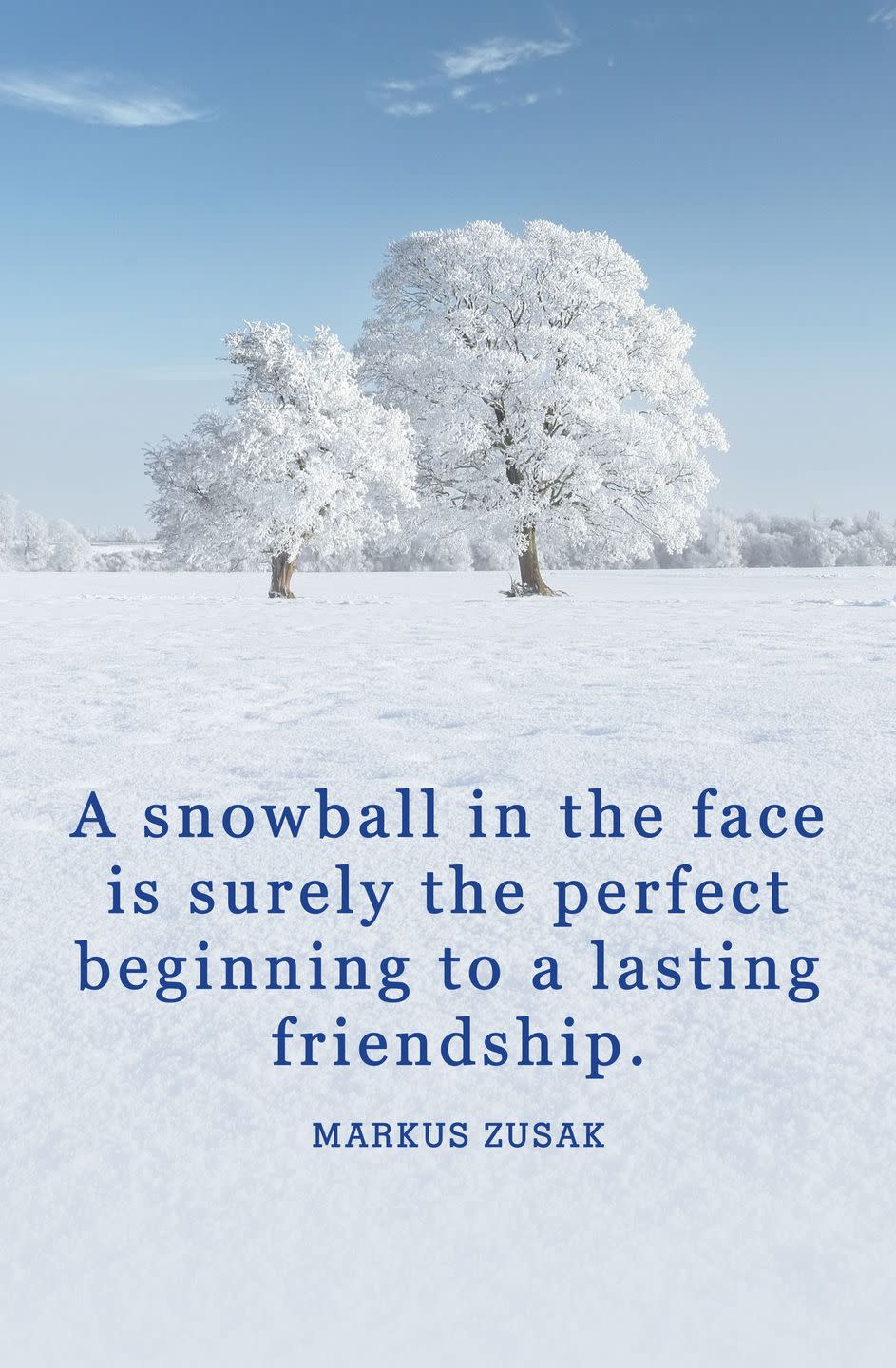 <p>"A snowball in the face is surely the perfect beginning to a lasting friendship."</p>