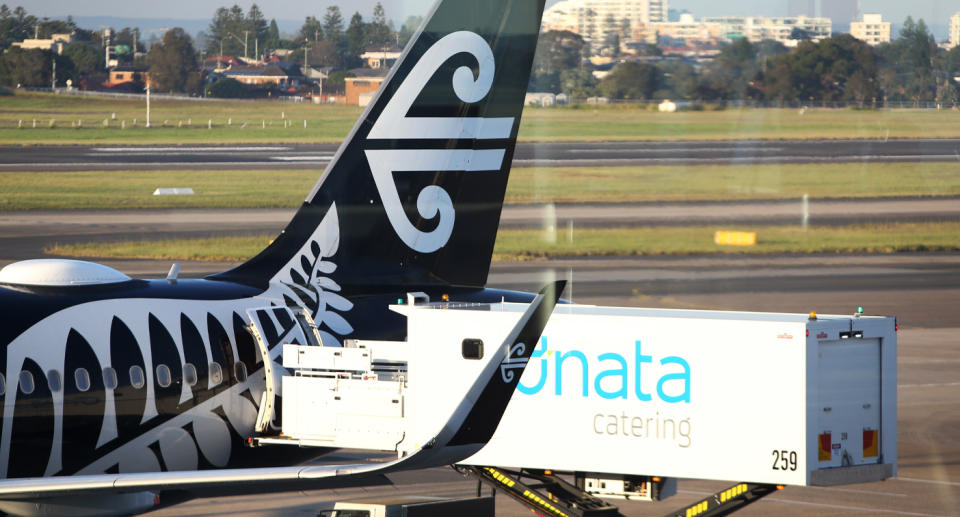 Tail of an Air New Zealand plane.