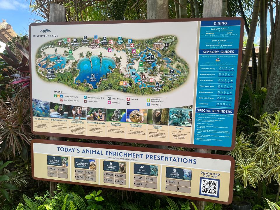 map of discovery cove marine life park in orlando