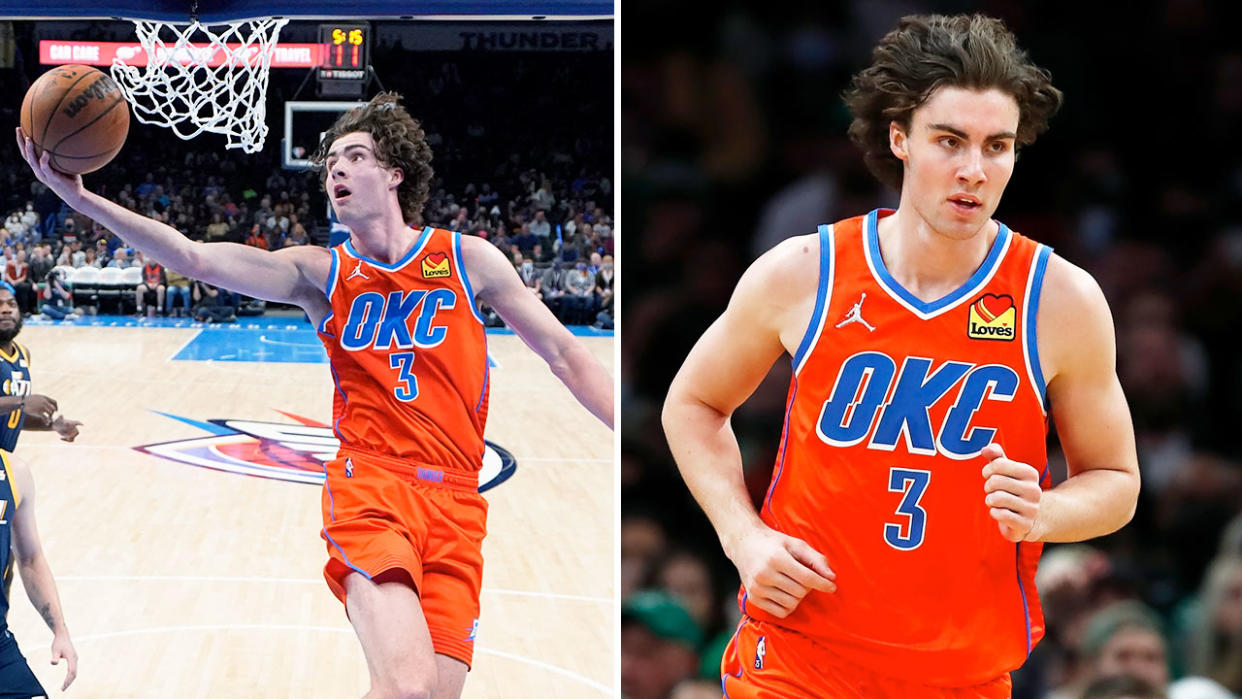 Seen here, Aussie Josh Giddey in action for Oklahoma City in the NBA.