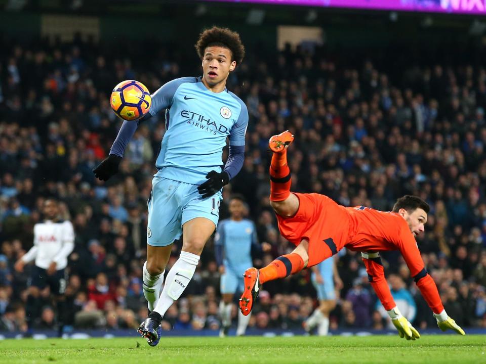 Lloris' header rebounded off Sane for the German to score (Getty)