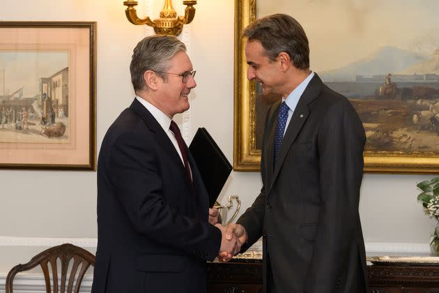 Labour Party leader Keir Starme and prime minister of Greece Kyriakos Mitsotakis meet on Wednesday in London.
