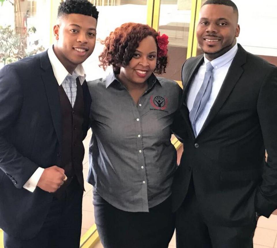 Jewell Jones, left, the youngest elected official to Michigan House of Representatives, stands with BYLP President Lorreen Pryor, center, and former Stockton Mayor Michael Tubbs during BYLP’s Next Level Luncheon in 2017.