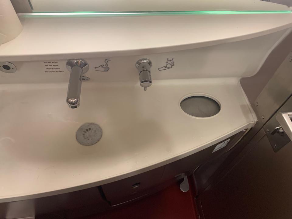 bathroom sink on a high speed thalys train in europe