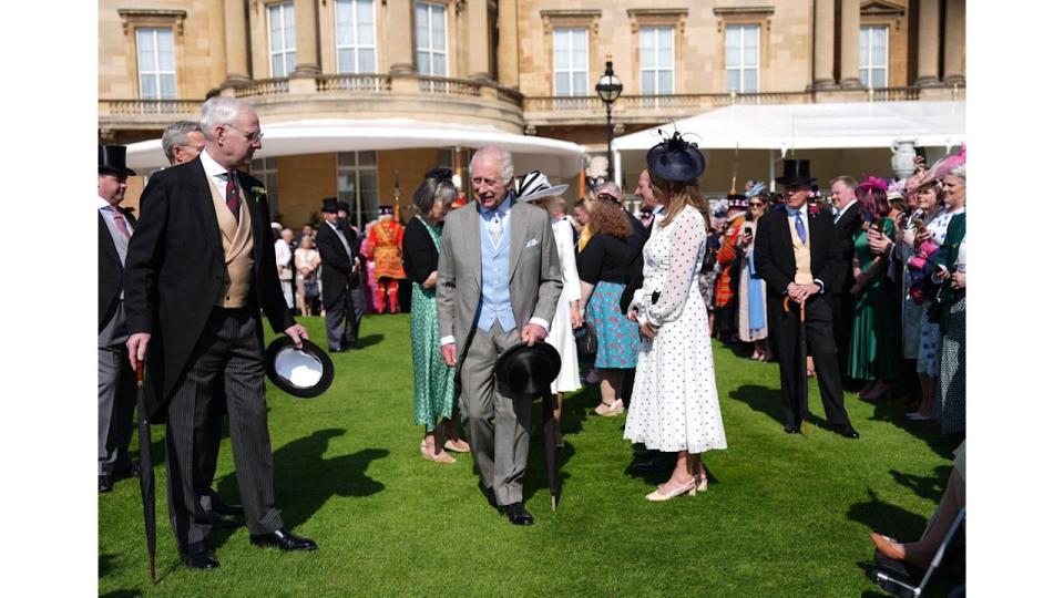 King Charles III at a Royal Garden Party at Buckingham Palace