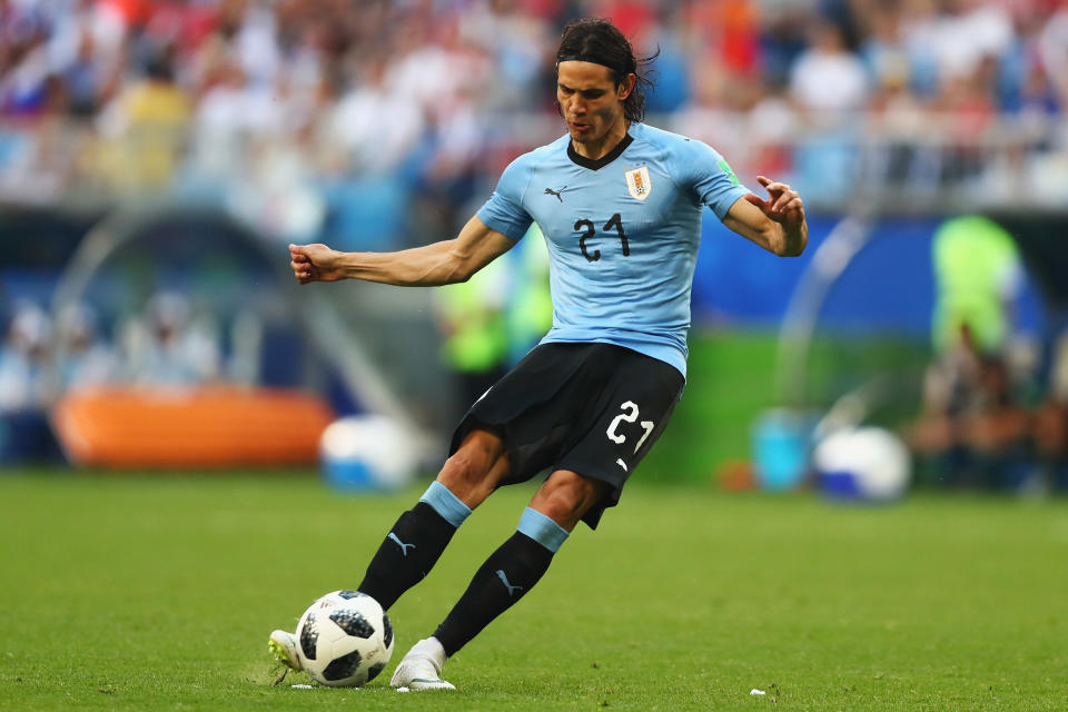 Cavani during the 2018 FIFA World Cup Russia group A match between Uruguay and Russia at Samara Arena on June 25, 2018 in Samara, Russia.