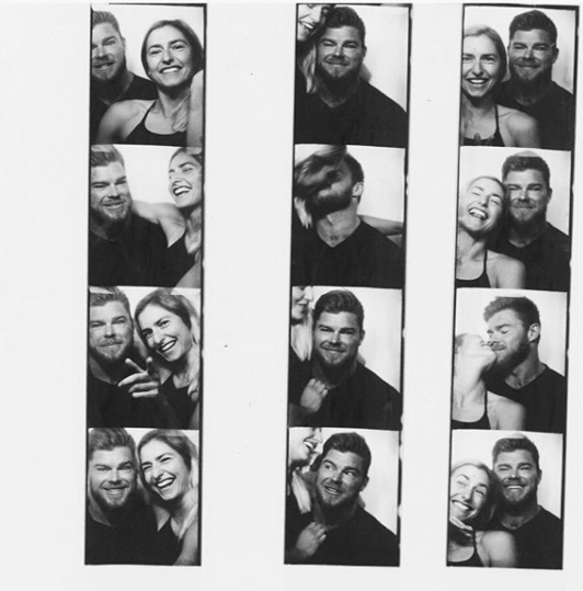 The lovebirds both shared photo-booth selfies of themselves to announce their engagement last November. Source: Instagram/notanotherfitnessblogger