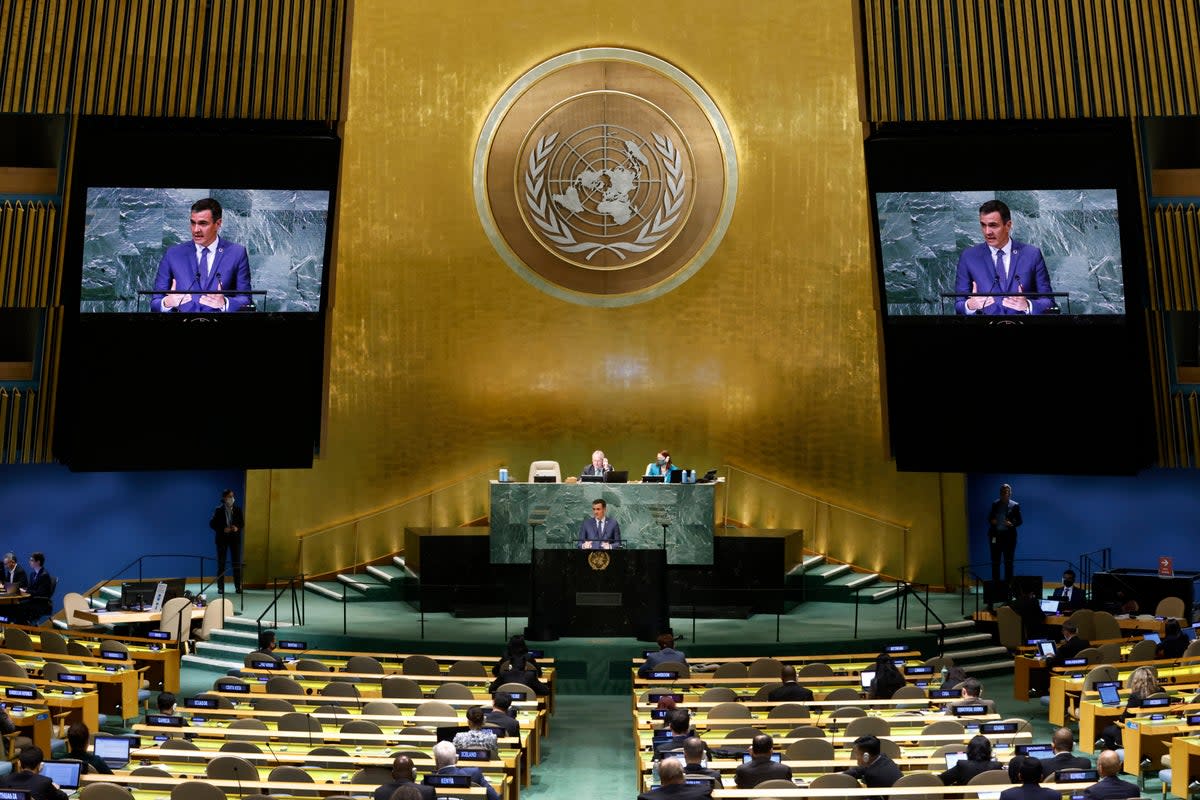 UN General Assembly Spain (Copyright 2022 The Associated Press. All rights reserved.)