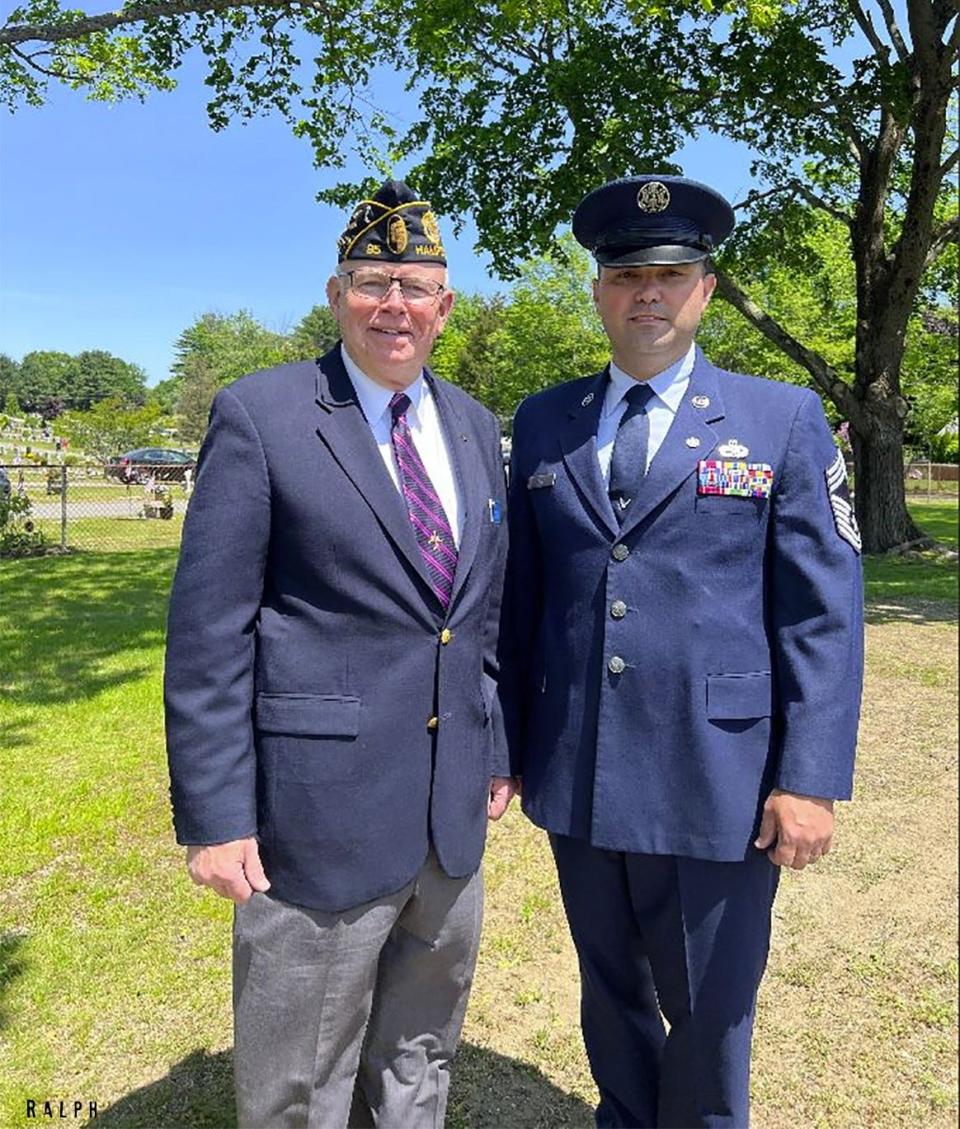 American Legion Post 35 Commander Berk Bennett and Hampton Police Chief Alex Reno at Hampton's Memorial Day observances.