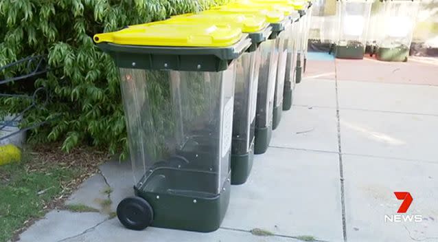 Clear bins are set to be rolled out in selected homes in several Perth suburbs. Source: 7 News