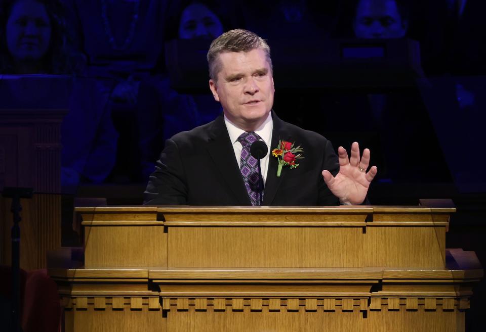 Craig Ballard speaks during the funeral for his father, President M. Russell Ballard of The Church of Jesus Christ of Latter-day Saints, at the Salt Lake Tabernacle in Salt Lake City on Friday, Nov. 17, 2023. | Jeffrey D. Allred, Deseret News