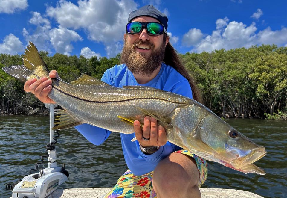 Adam Dolin of Ocala caught this 34-inch snook on a live shrimp while fishing in Ozello with Capt. Marrio Castello, of Tall Tales Charters this past weekend.