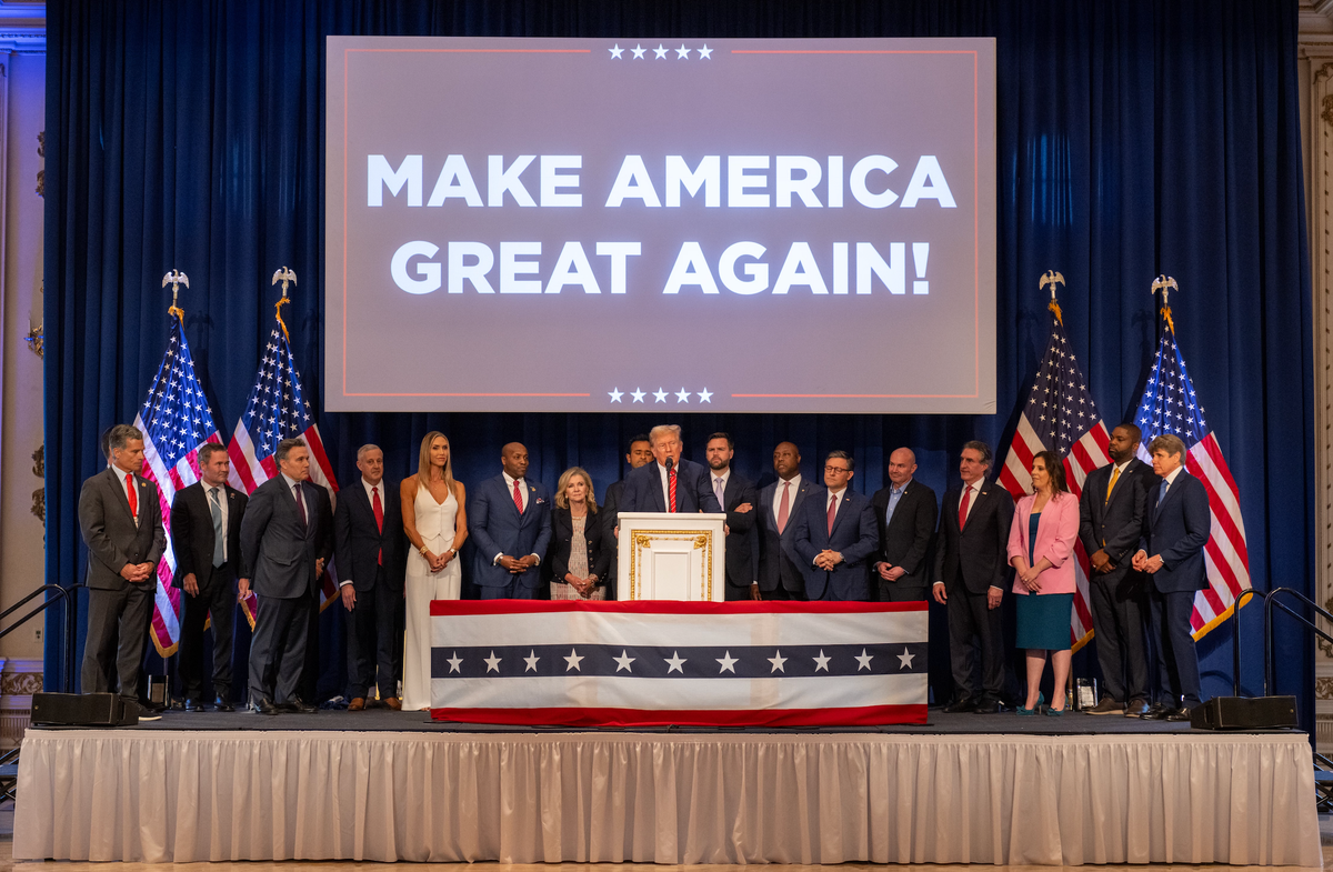 Donald Trump with his potential vice presidential picks at his Mar-a-Lago on Saturday during a fundraiser for the Republican Party. Leaked audio reported by Axios reveals his thoughts on many of the contenders (Imaged provided by the Trump campaign)