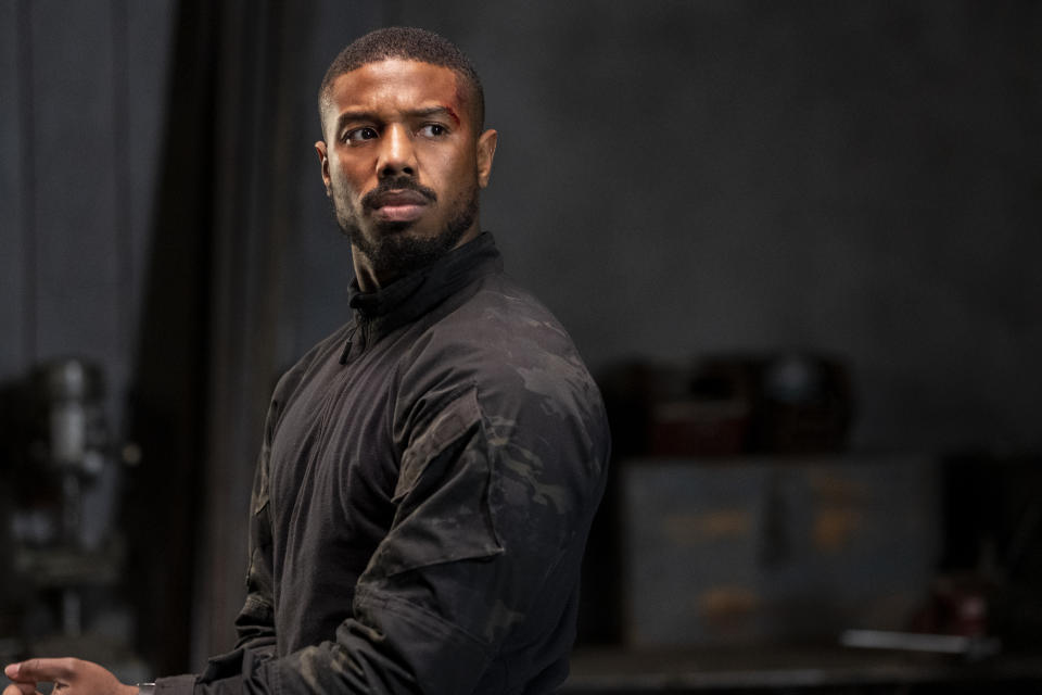 This image released by Amazon shows Michael B. Jordan in a scene from "Tom Clancy's Without Remorse." (Nadja Klier/Amazon via AP)