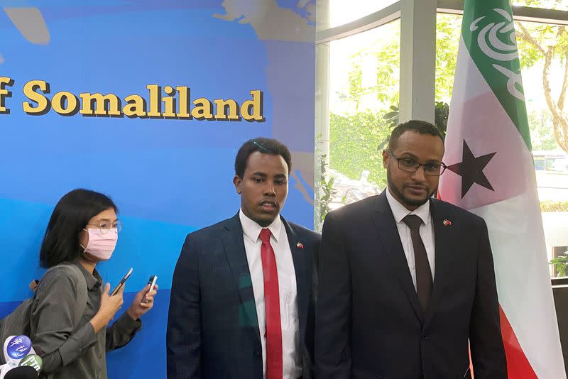 Mohamed Omar Hagi Mohamoud, Somaliland's chief representative in Taiwan, attends a ceremony at the opening of the self-declared state's representative office in Taipei