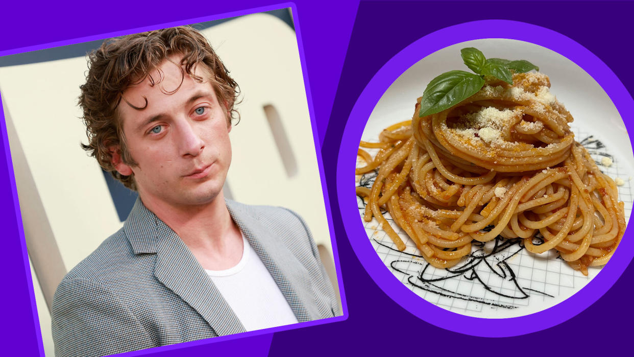 In Hulu's the Bear, Jeremy Allen White's character makes his family's famous spaghetti recipe. (Photos: Getty/Megan duBois)