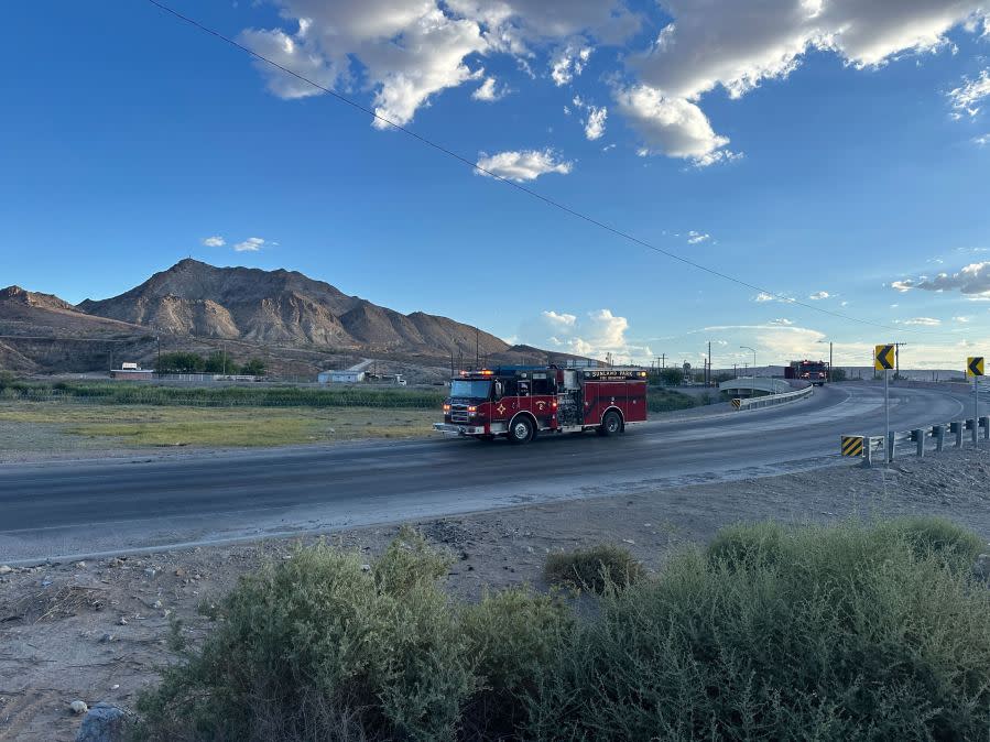 El Paso Fire and Sunland Park Fire on the scene at McNutt and Anapra for a body recovery operation. Photo taken by Santiago Reyes/KTSM