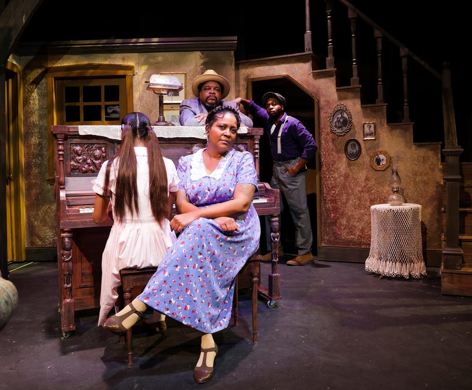 August Wilson’s "The Piano Lesson" features (clockwise from lower left) Larryah Travis, Aaron Smith, Emmett Saah Phillips Jr. and Tiffany Johnson. The show is a co-production of Pyramid Theatre Company and The Des Moines Playhouse, performed at The Playhouse, Feb. 3-19, 2023.