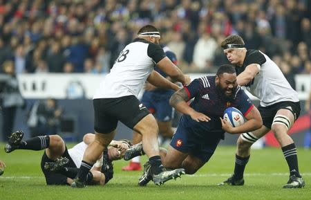 France Rugby - France v New Zealand All Blacks - Stade de France, Saint-Denis near Paris, France, 26/11/2016. Players including France's Uini Atonio (C) in action. REUTERS/Gonzalo Fuentes