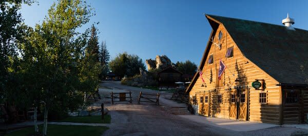 The activities barn at the entrance to the Lodge & Spa.