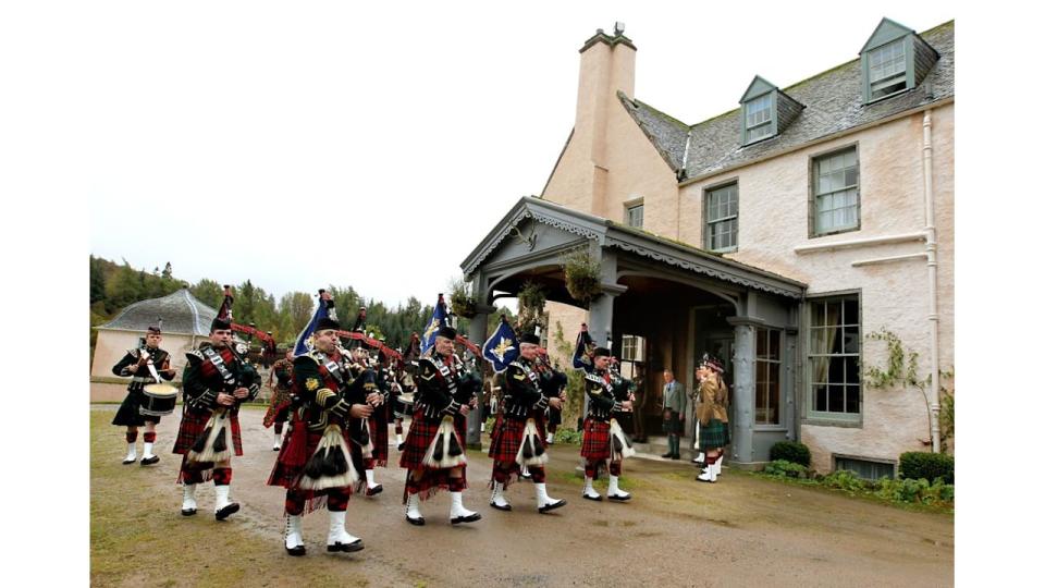 The Royal Regiment of Scotland performing outside Birkhall 