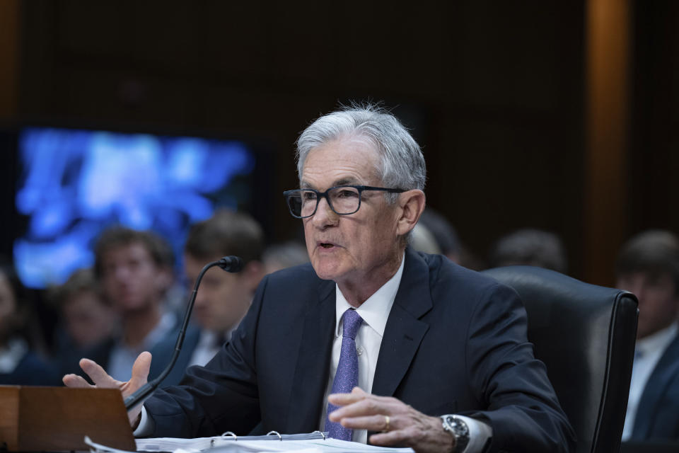 Chair of the Federal Reserve of the United States Jerome Powell at a hearing for the Committee on Banking, Housing, and Urban Affairs to present "The Semiannual Monetary Policy Report to Congress" in the Hart Senate office building in Washington, D.C. on Wednesday, July 9, 2024. (Photo by Annabelle Gordon/Sipa USA)(Sipa via AP Images)