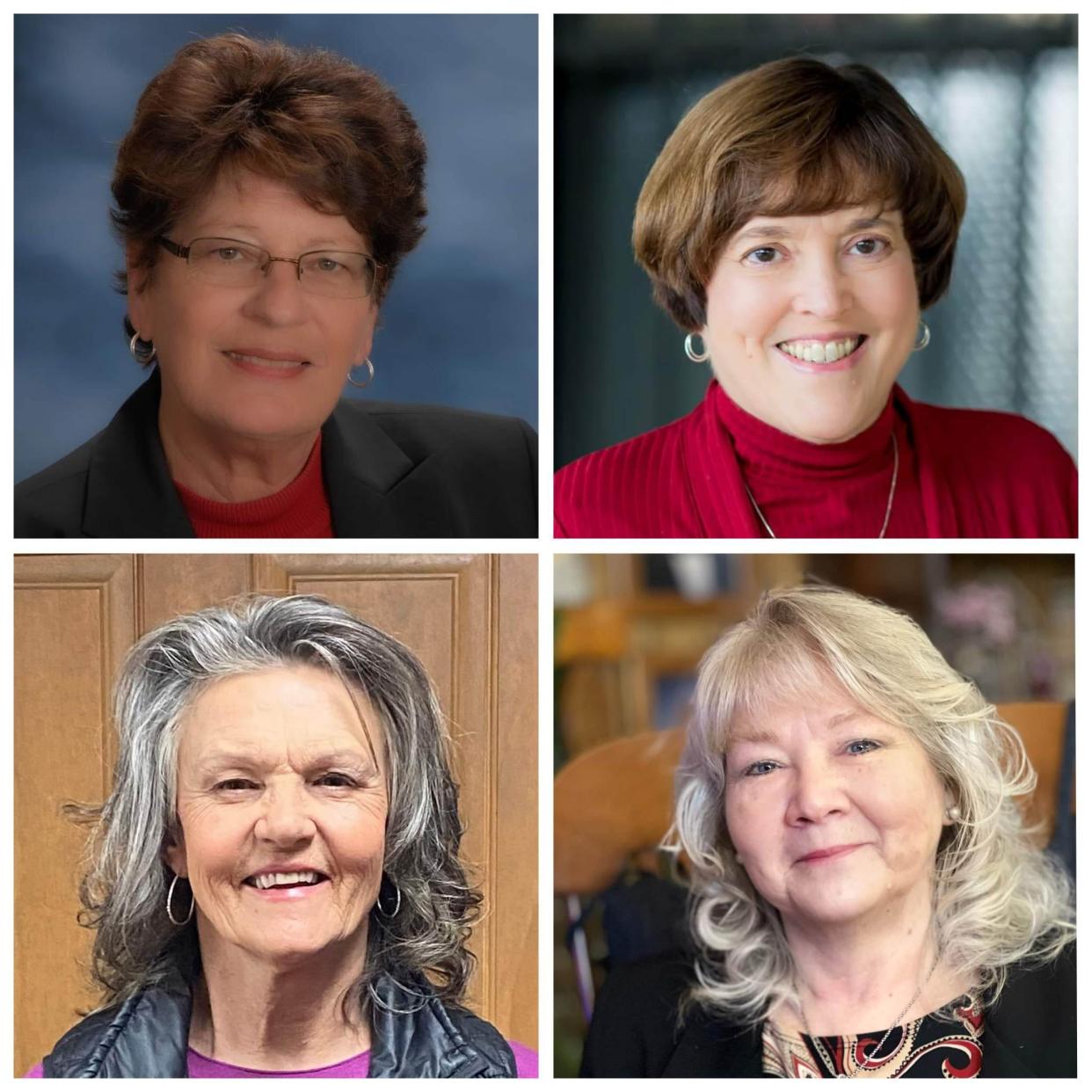 From left to right are the 2023 Henderson County Education Foundation Hall of Fame Class, top row: Dr. Kathy Revis, Brenda Walker Gorsuch; bottom row: Ingrid McNair and Patricia Allen.