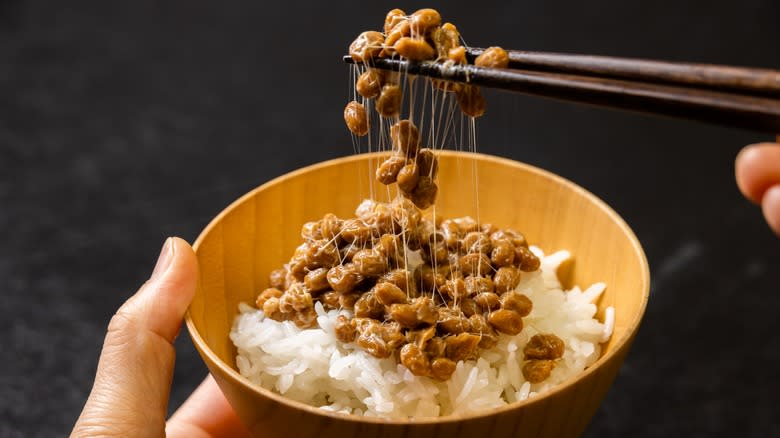 bowl of natto over rice